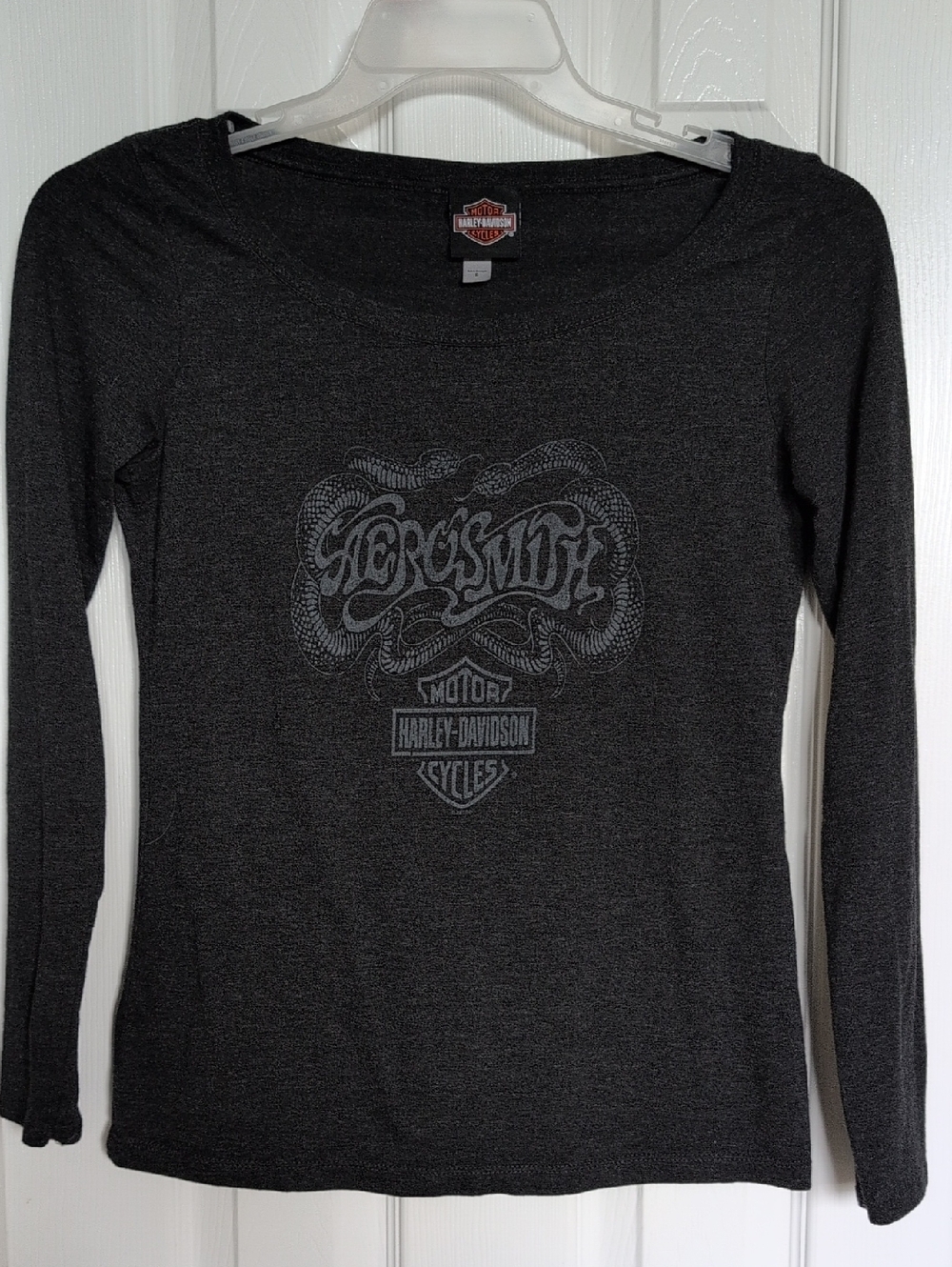 Harley-Davidson Women's Charcoal Black Long Sleeve Tee with Graphic Logo